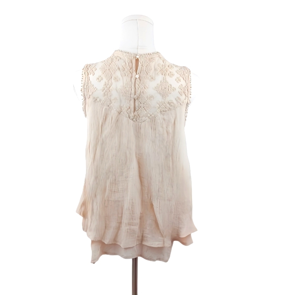 Style & Co Petite Tan Embroidered Boho Sleeveless Blouse PM - Picture 7 of 7